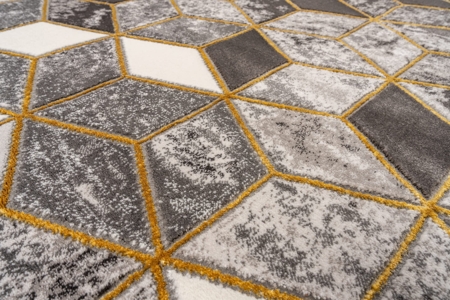 Marbled Geometric Rug Modern 3D Cubic Patterned Carpet for Living Room Bedroom Bianco 207IA Soft Quality Rug