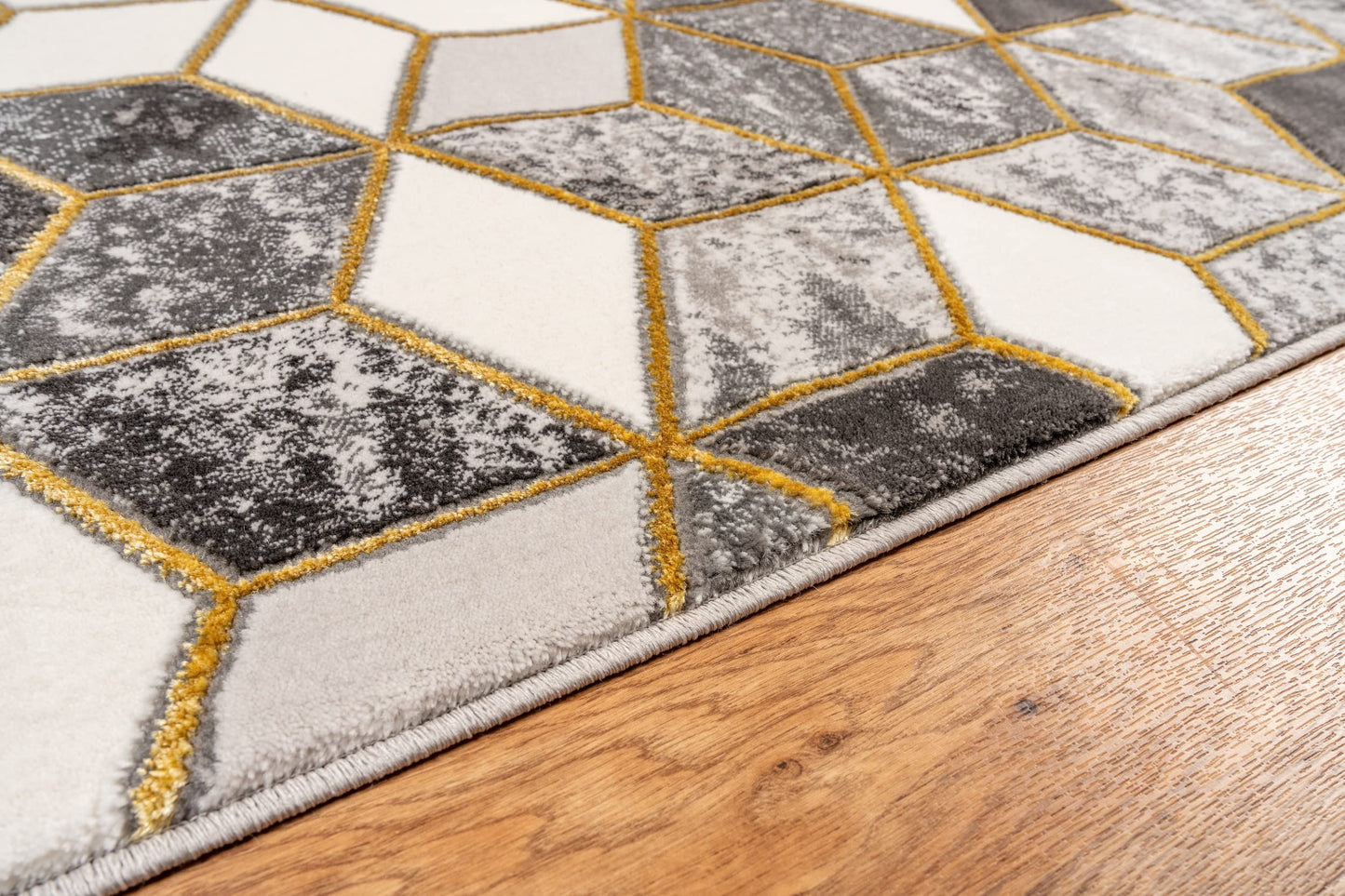 Marbled Geometric Rug Modern 3D Cubic Patterned Carpet for Living Room Bedroom Bianco 207IA Soft Quality Rug