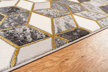 Marbled Geometric Rug Modern 3D Cubic Patterned Carpet for Living Room Bedroom Bianco 207IA Soft Quality Rug