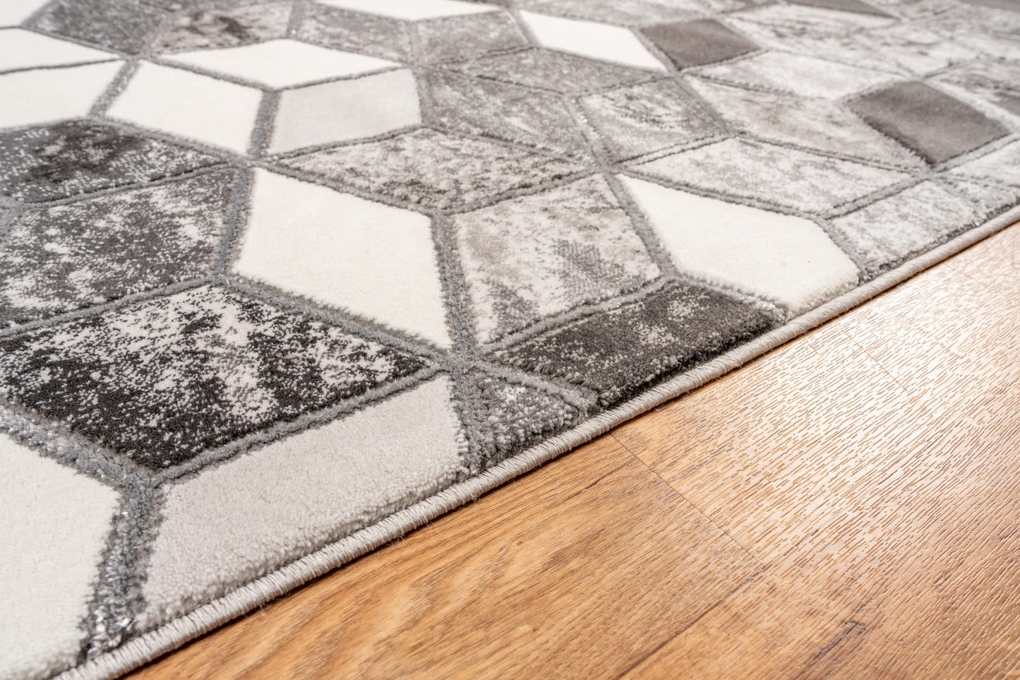 Marbled Geometric Rug Modern 3D Cubic Patterned Carpet for Living Room Bedroom Bianco 207IA Soft Quality Rug