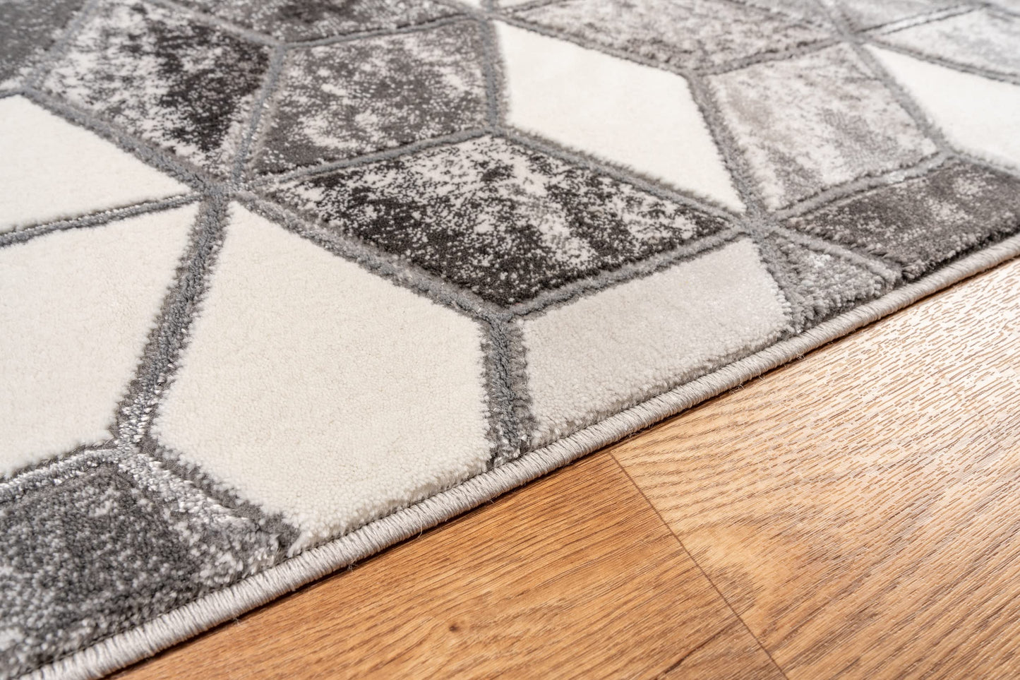 Marbled Geometric Rug Modern 3D Cubic Patterned Carpet for Living Room Bedroom Bianco 207IA Soft Quality Rug