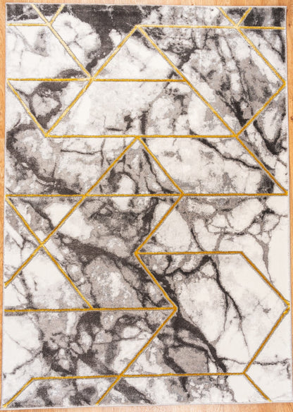 Marbled Geometric Abstract Rug Modern Luxurious Carpet for Living Room Bedroom Bianco 224RA Soft Quality Rug